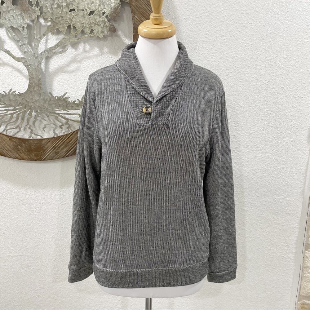 Marine Layer Woven Shawl Collar Sweater Sweatshirt Gray Small